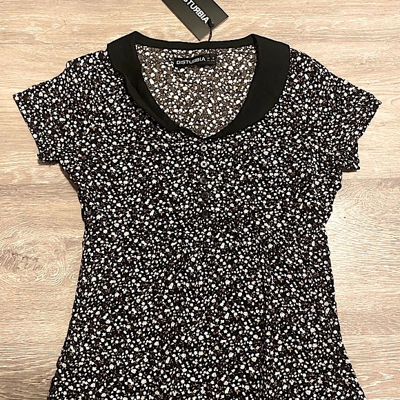 🦋 DISTURBIA (NWT) • Collared Floral Mini Dress • Size Small / US4 / Size UK8 - Picture 5 of 15